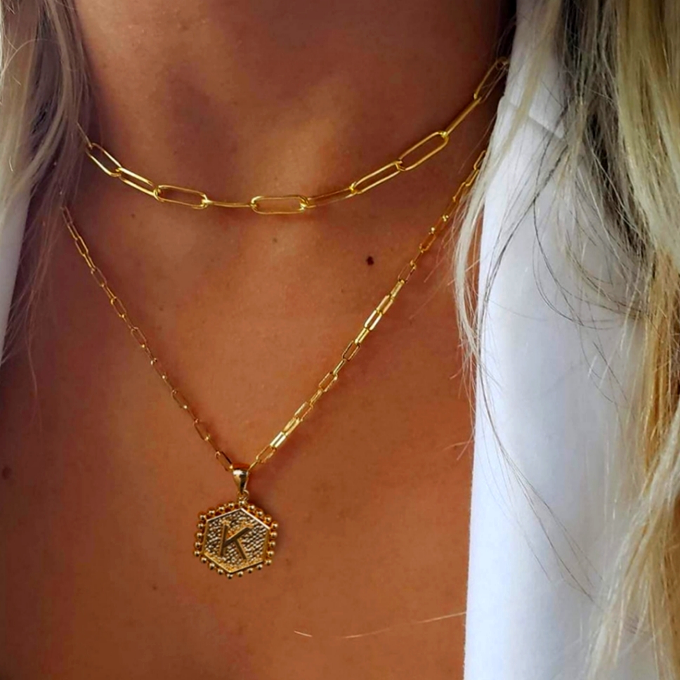 14k Gold Reversible Initial Necklace